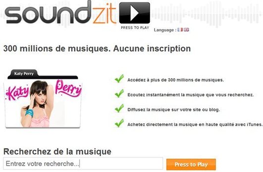 Soundzit - 300 Millions de musiques en libre écoute Soundzit - 300 Millions de musiques en libre écoute