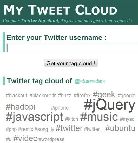 My Tweet Cloud - Retrouver ses Twit classés par Tag My Tweet Cloud - Retrouver ses Twit classés par Tag
