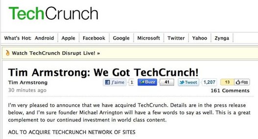 TechCrunch a été acheté par AOL TechCrunch a été acheté par AOL