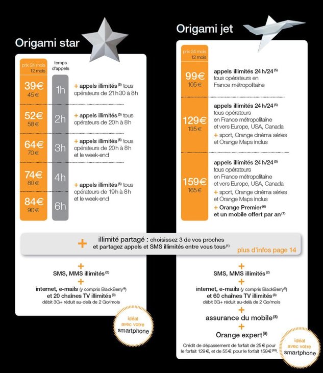 Orange dévoile ses nouveaux forfaits Origami Orange dévoile ses nouveaux forfaits Origami