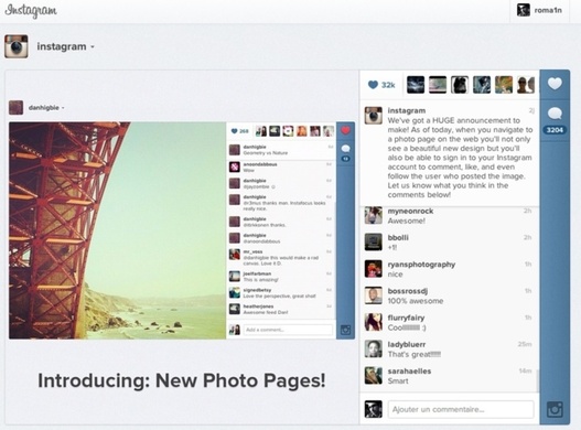 Instagram rafraîchit sa version web Instagram rafraîchit sa version web
