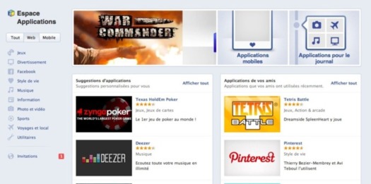 Facebook App Center disponible en France Facebook App Center disponible en France
