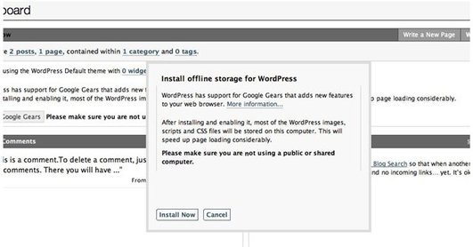 Wordpress 2.6 intègrera la possibilité de bloguer en Offline grâce à Google Gear ?