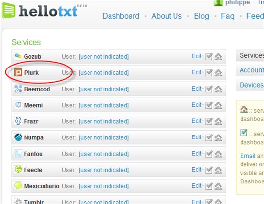 Plurk vient d'être ajouté à HelloTXT