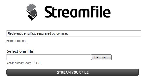 Streamfile - Partage de fichiers en ligne jusqu'à 2 Go