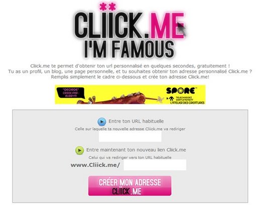 Cliick.Me -Raccourci d'URL personnalisable