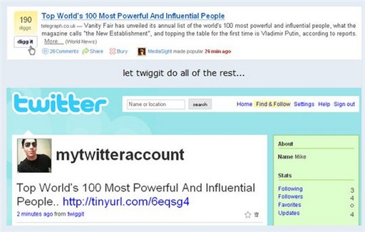 Twitter + Digg = Twiggit  ( Qui créé la même chose pour Scoppéo ou Fuzz  ? )