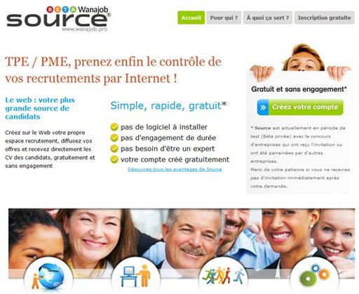 Wanajob lance Wanajob Source - gestion de recrutement en ligne pour les PME et TPE ( version de base gratuite )