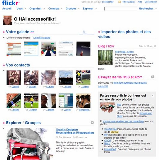 Une nouvelle page d'accueil pour Flickr