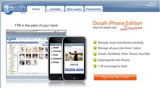 Oosah - 1024 Go de stockage en ligne gratuit