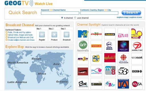 GeogTV - plus de 6200 chaines de TV du Web dans plus de 180 pays