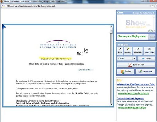 Show Document - Partage de documents et travail en ligne