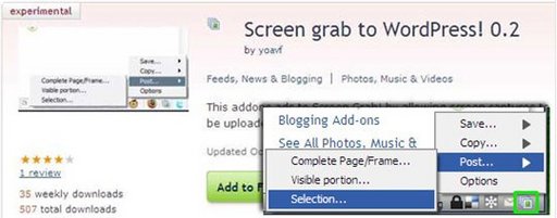 Poster un screenshot directement sur votre blog avec une extension Firefox ( Spécial Wordpress )