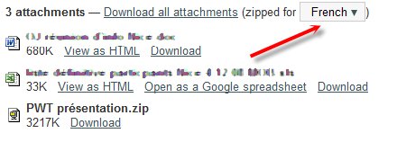 Une autre nouveauté dans Gmail - la langue du ZIP