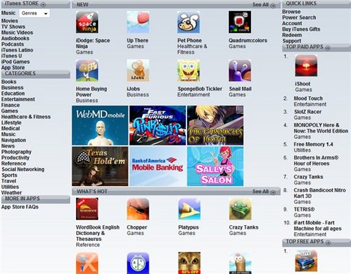 iTunes App Store .... en ligne ou presque :)