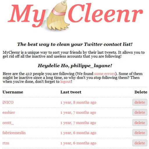 MyCleenr - Nettoyez votre compte Twitter