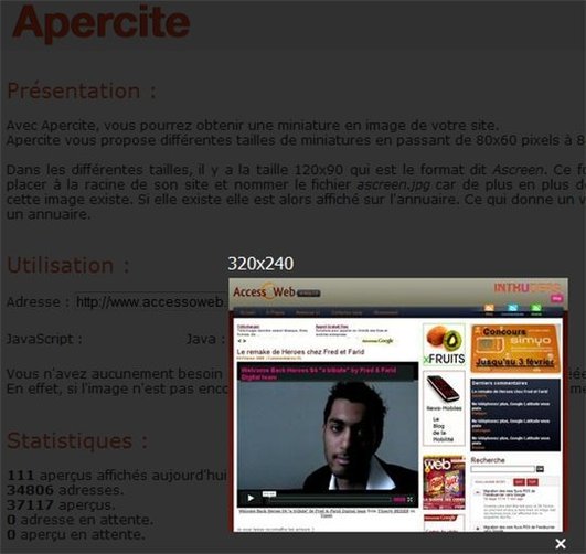 Apercite - Générateur de screenshot en ligne