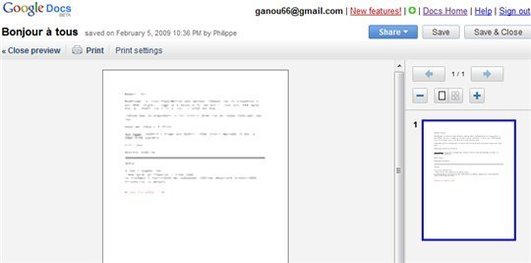 Google Documents intègre l'aperçu avant impression ...