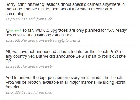 HTC utilise Twitter pour annoncer la sortie du Touch Pro 2