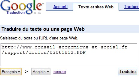 Google Traduction - Les PDF et les Google Documents ça marche aussi