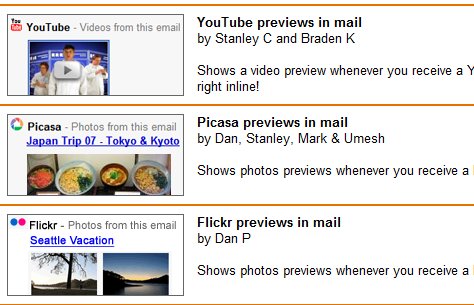 Gmail - vidéos Youtube, photos Flickr et Picasa intégrées dans les mails