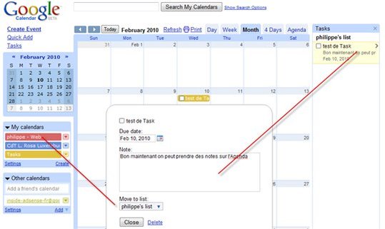 Google Agenda - Ajout de Task ( prise de note )