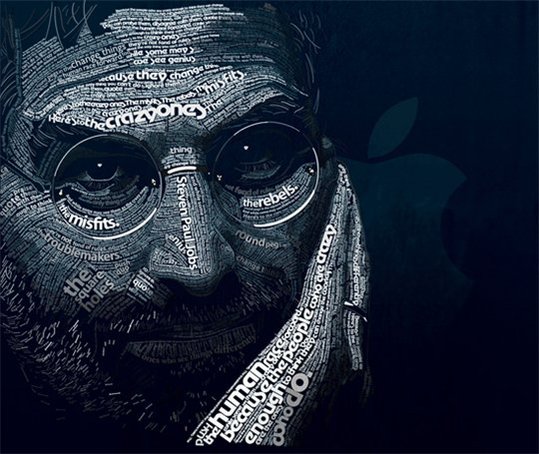 Le portrait de Steve Jobs en " mots " - Magnifique réalisation Le portrait de Steve Jobs en " mots " - Magnifique réalisation