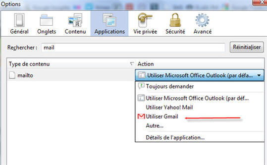 Mettre Gmail comme client email par défaut dans Firefox