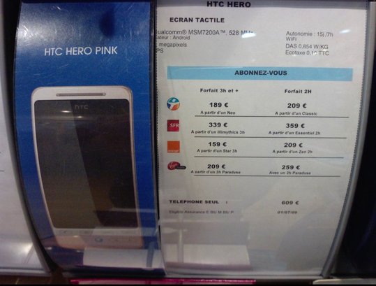 Le HTC Hero chez The Phone House à 159 € ?