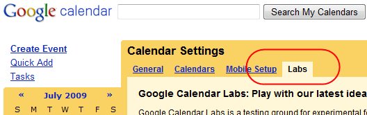 Google ajoute un Labs dans Google Agenda