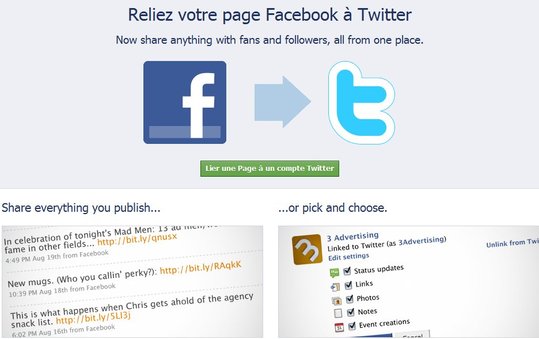 Publier sur Twitter depuis Facebook