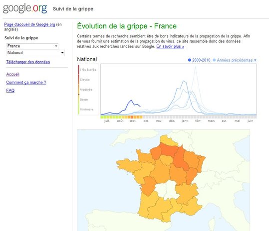 Google Flu Trend - Suivi de la grippe H1N1 en français
