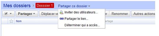 Google Documents - maintenant les dossiers peuvent être partagés