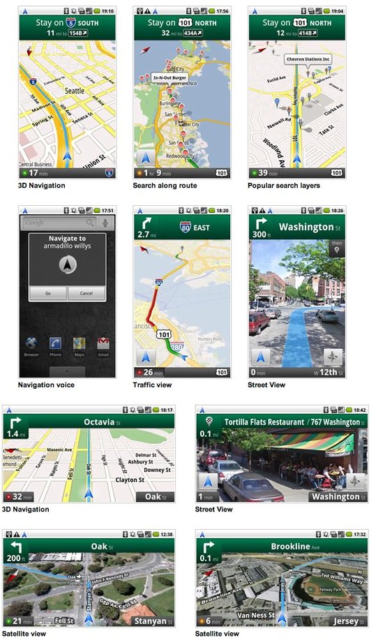 Google Maps Navigation sur Android - le GPS Google est arrivé