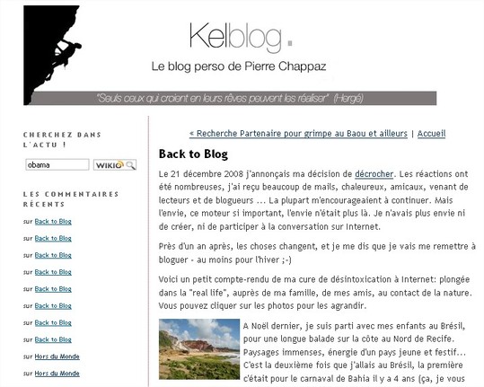 Pierre Chappaz est de retour sur Kelblog et le Web