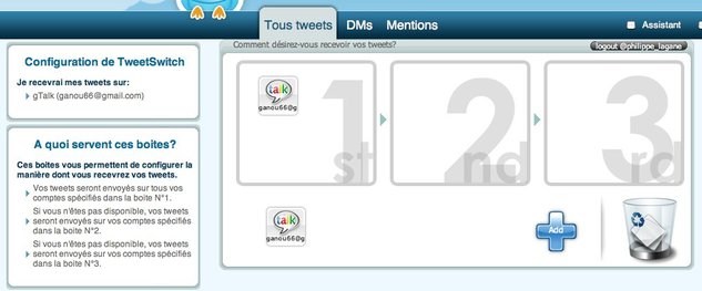 TweetSwitch - Utiliser Twitter depuis MSN, GTalk, Skype, Yahoo, ou par mail