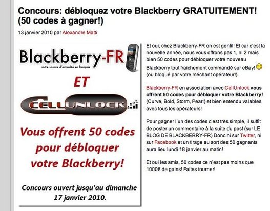 Qui veut faire débloquer son Blackberry gratuitement ?
