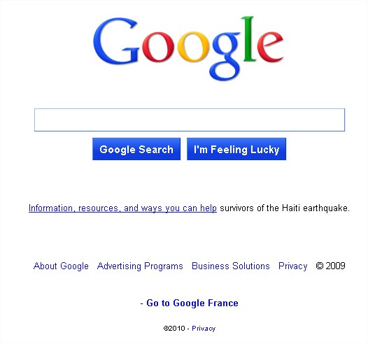 La nouvelle Home Page de Google est franchement ... bleue :)