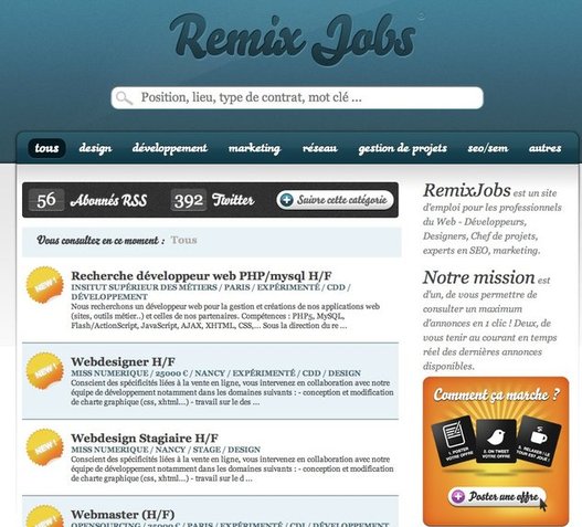 Remix Jobs - Offre d'emploi en temps réel via les réseaux sociaux