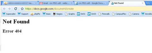 Oh !!! Une page d'erreur 404 sur Google Documents