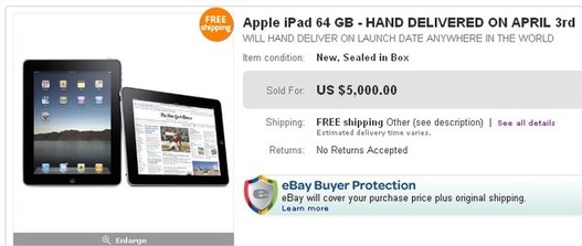 Un iPad à 5000 $ sur ... eBay