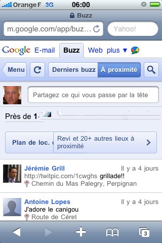Google Buzz Mobile intégré à Gmail Mobile
