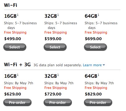 iPad 3G - Les prix US