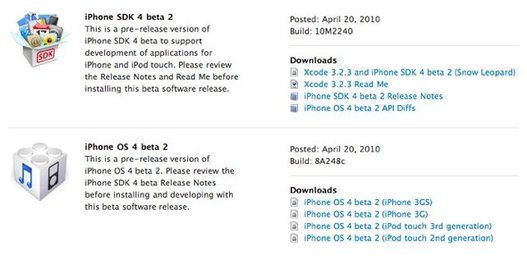 iPhone OS 4 Beta 2 est disponible