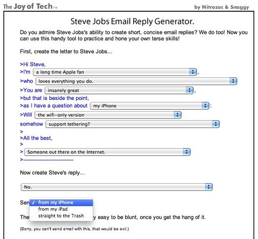 Le Steve Jobs Email Reply Generator