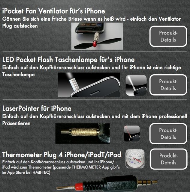 GoGo Gadget à l'iPhone - Laser, ventilateur, torche, etc ...