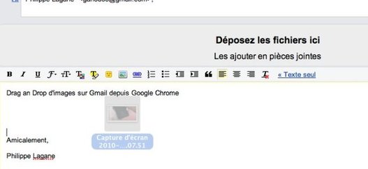 Insertion d'images dans Gmail par Drag and Drop