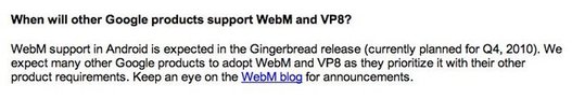 Android Gingerbread - Le futur Android pour WebM et VP8 avant fin 2010
