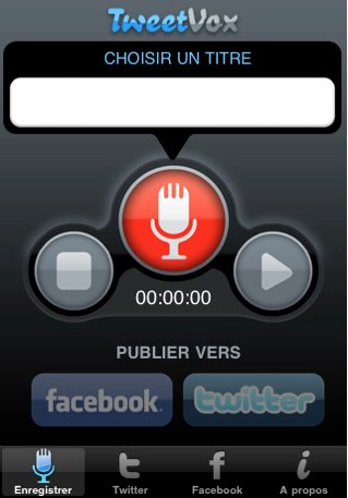 TweetVox pour iPhone - Envoyez des messages vocaux sur Twitter et Facebook