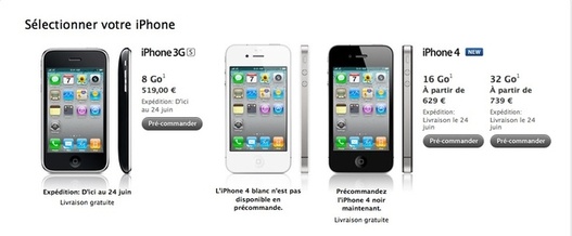 L'iPhone 4 est disponible en pré-commande + tarifs nus et SFR